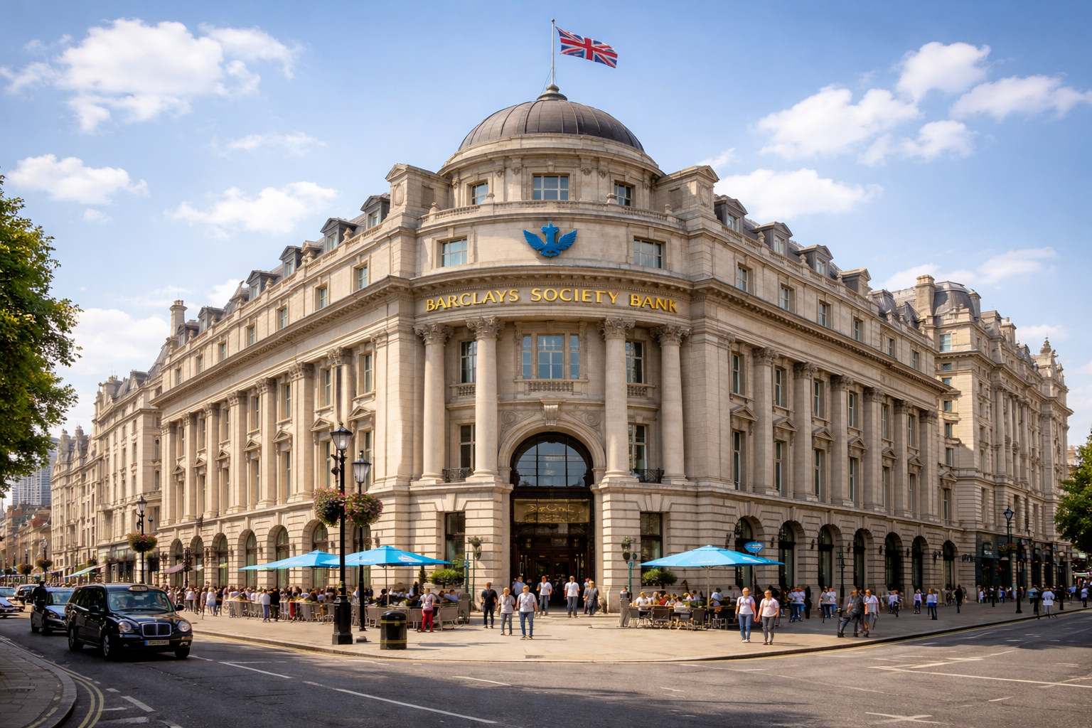 Bank workers assisting customers